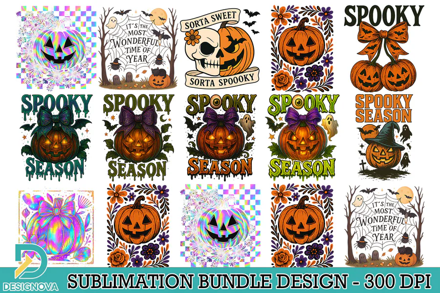 Spooky Season Pumpkin Sublimation PNG preview for Halloween jack-o'-lantern sublimation PNG