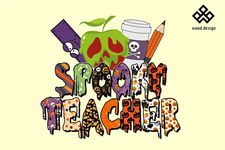 Spooky Teacher PNG preview for Halloween teacher sublimation PNG