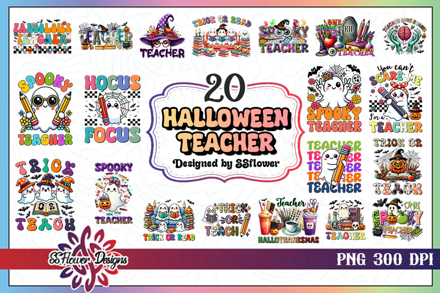Halloween Teacher Sublimation Bundle preview for Halloween teacher sublimation PNG