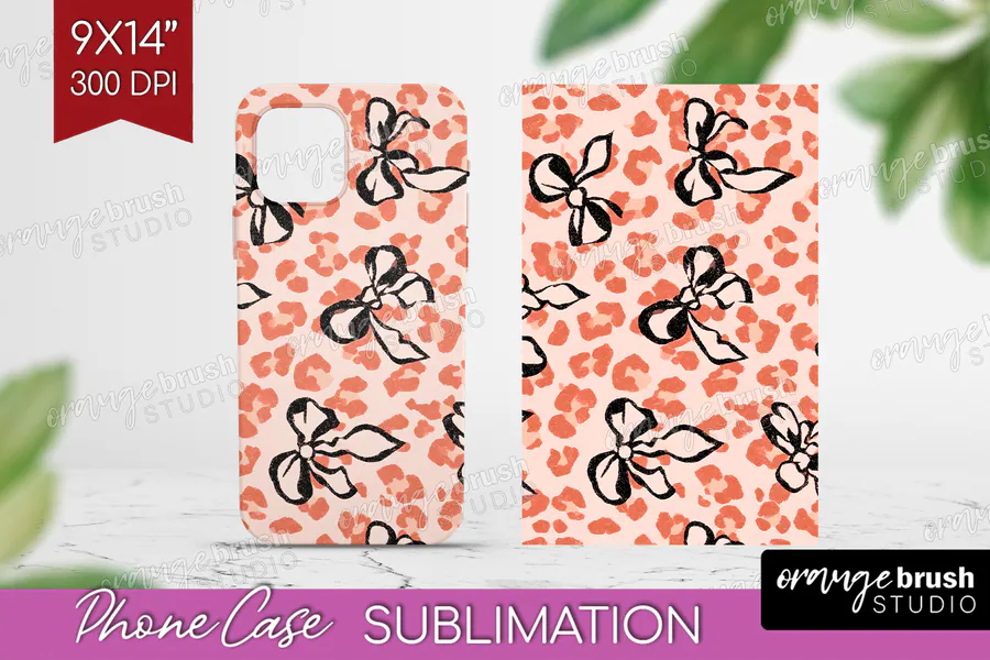 Coral Bow Leopard Phone Case preview for leopard print phone case sublimation ideas