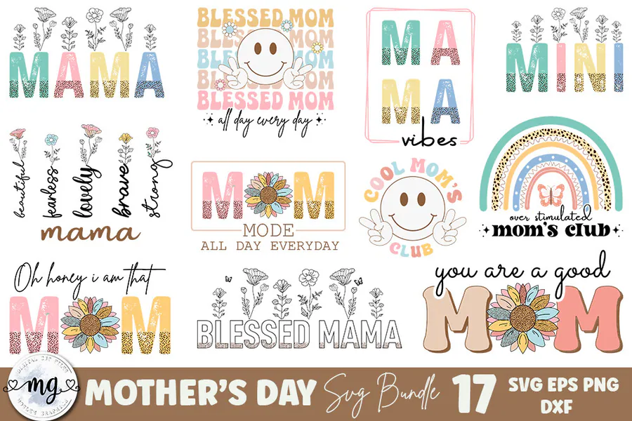 Mother's Day SVG Bundle preview for mama shirt svg