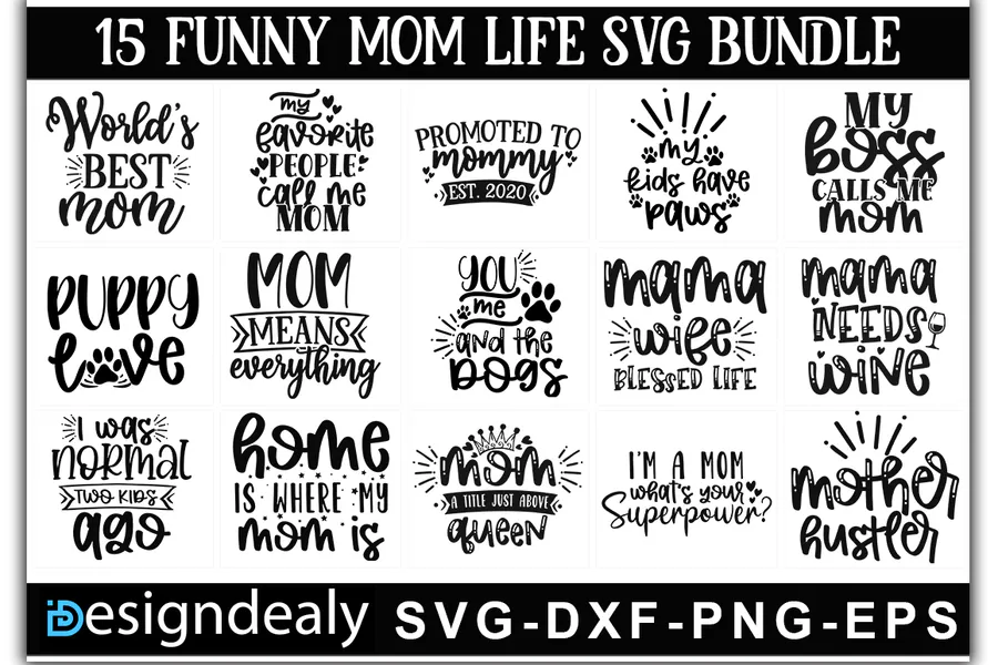 Funny Mom Life Bundle preview for mama shirt svg