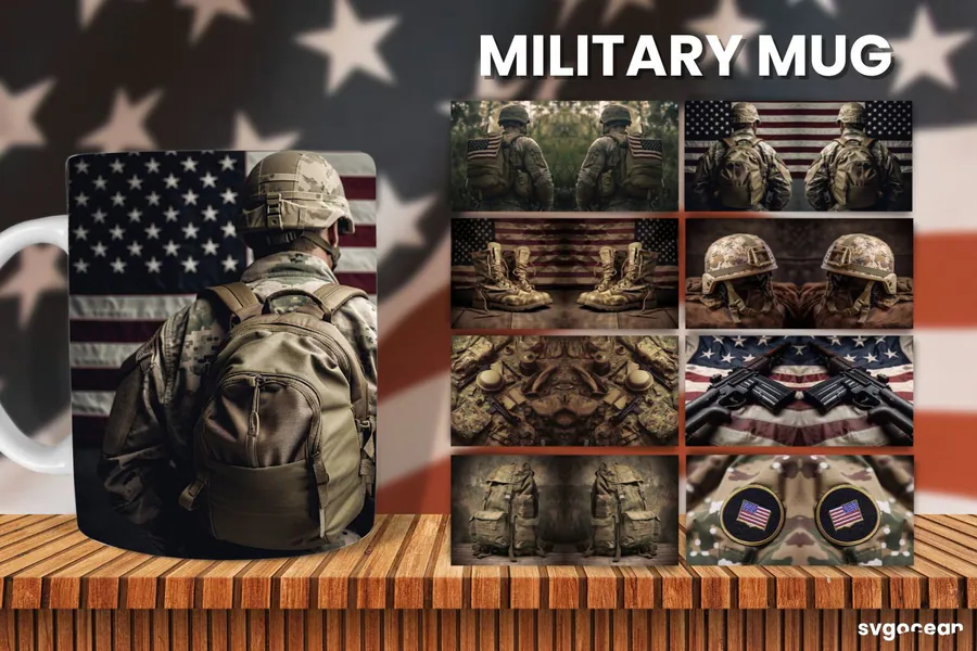 Military Mug Wrap Bundle preview for mug sublimation designs