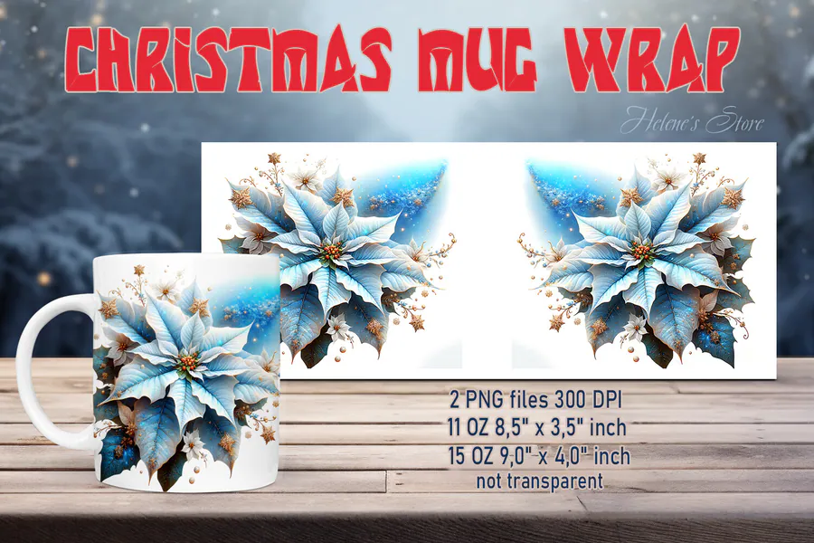 Retro Christmas Mug Wrap preview for mug sublimation designs