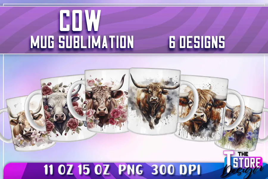 Cow Mug Sublimation Wrap preview for mug sublimation designs