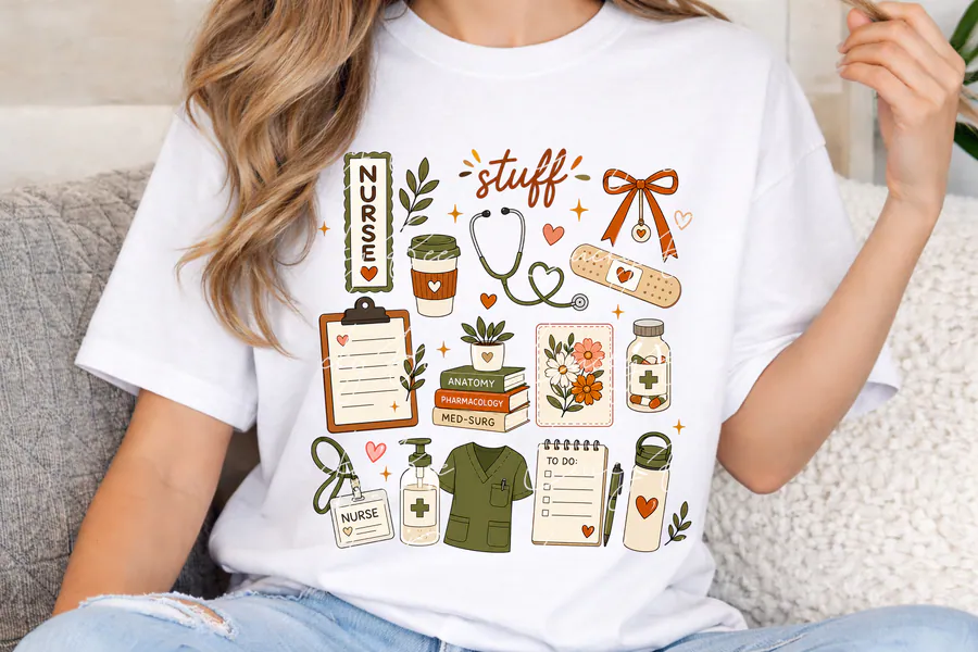 Nurse Stuff PNG, Cute Nursing School PNG preview for nurse sublimation designs