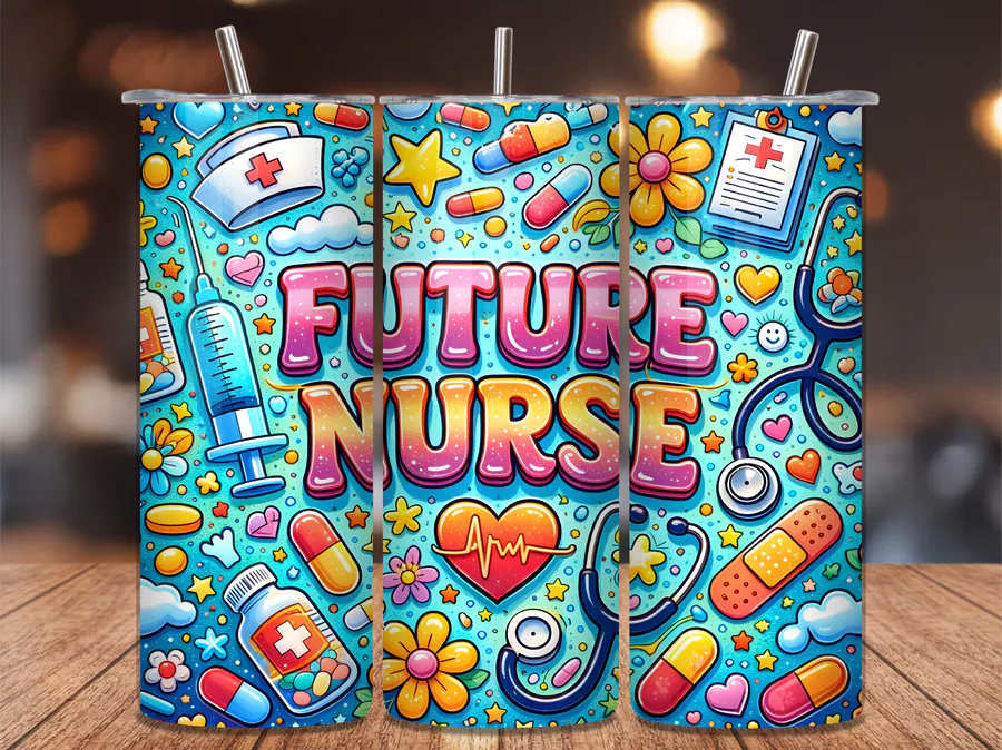 Cute Colorful Future Nurse 20oz Tumbler preview for nurse tumbler sublimation designs