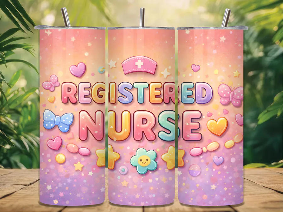 Cute Registered Nurse Cap 20oz Tumbler preview for nurse tumbler sublimation designs