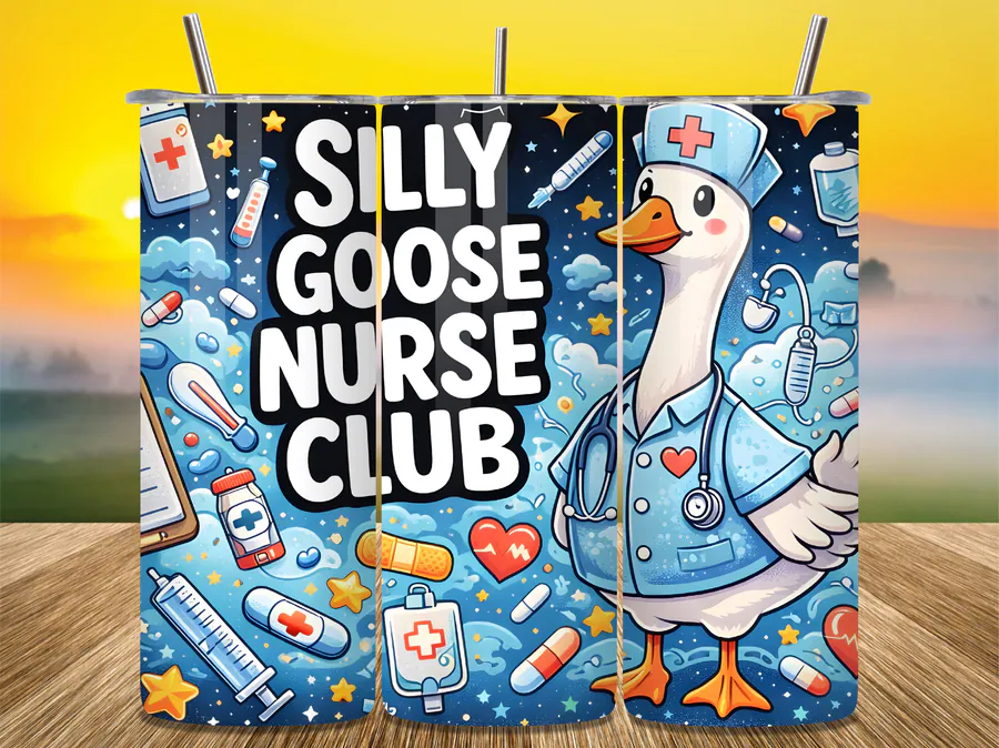 Silly Goose Nurse Club Design Tumbler preview for nurse tumbler sublimation designs