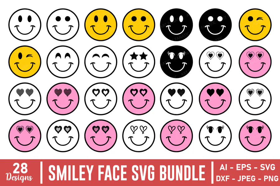 Smiley Face SVG Bundle, Smiley Face SVG preview for retro groovy shirt svg