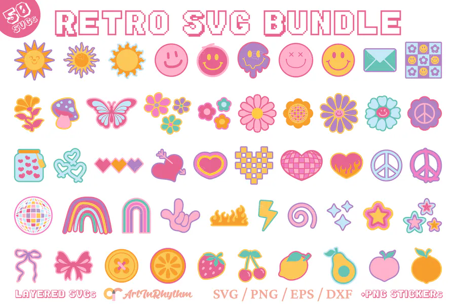 Retro Groovy SVG Bundle, Groovy Cliparts preview for retro groovy shirt svg