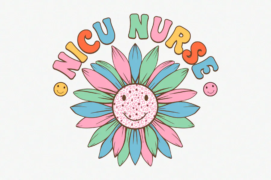 Nicu Nurse PNG preview for retro nurse sublimation designs