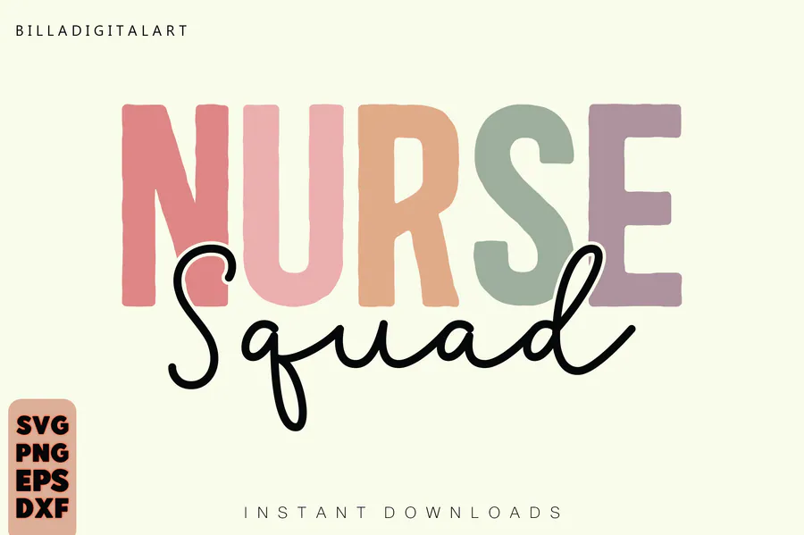 Retro Nurse SVG Design,Nurse Squad preview for retro nurse sublimation designs