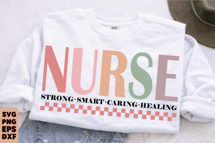 Retro Nurse SVG Design,Strong,Smart preview for retro nurse sublimation designs
