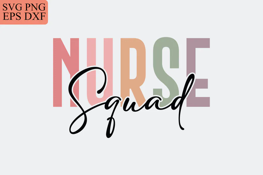 Retro Nurse SVG Design,Nurse Squad preview for retro nurse sublimation designs