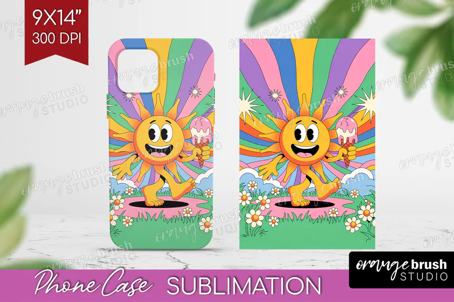 Smiling Flower Burst Phone Case preview for retro phone case sublimation ideas