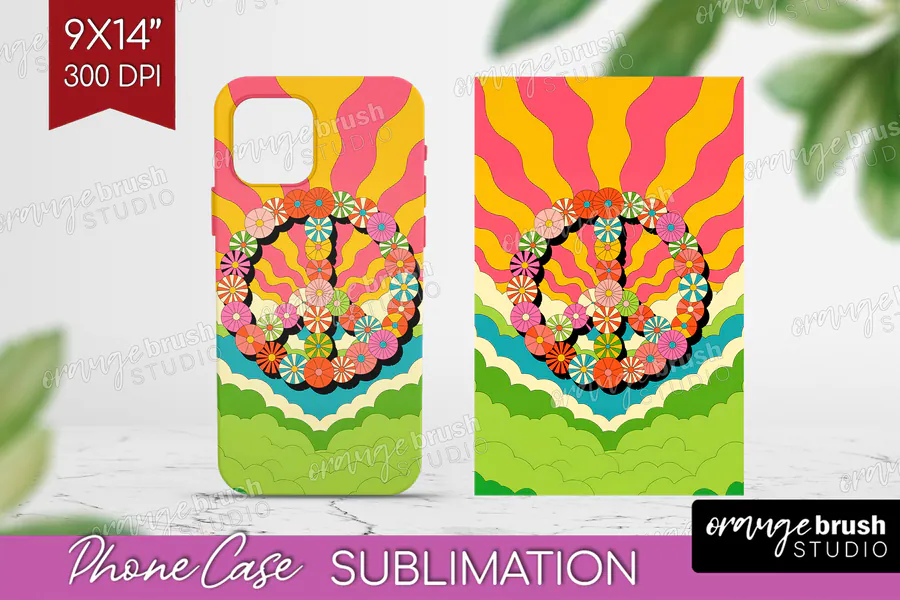 Peace-Sign Flower Phone Case preview for retro phone case sublimation ideas