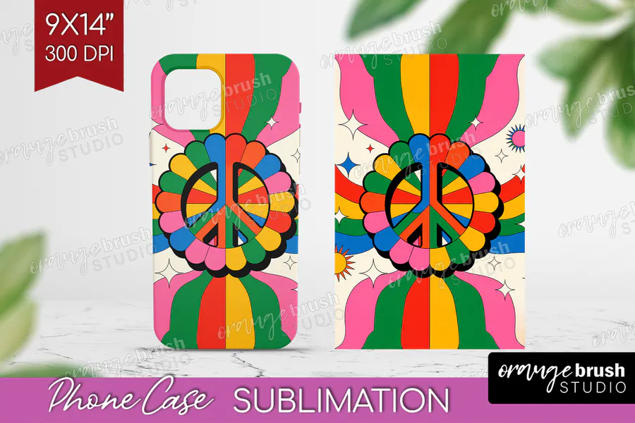 Rainbow Peace Flower Phone Case preview for retro phone case sublimation ideas