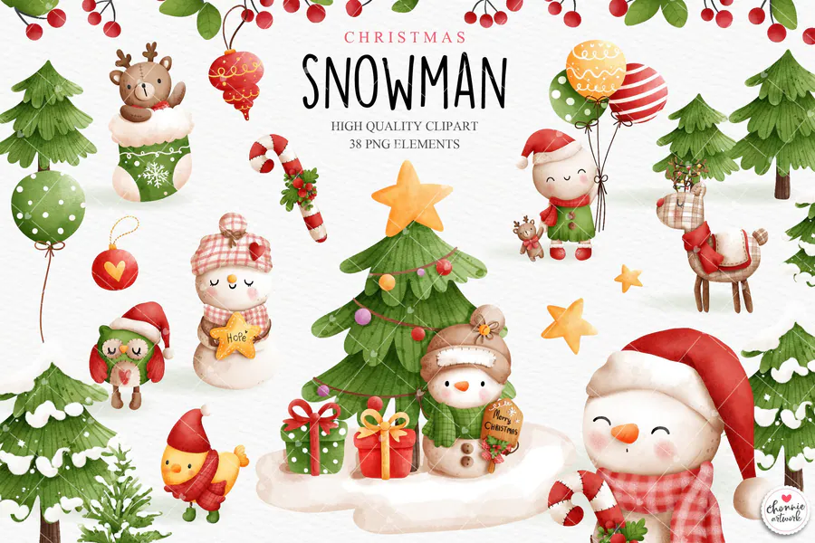 Christmas Vintage Snowman Clipart preview for snowman Christmas sublimation PNG