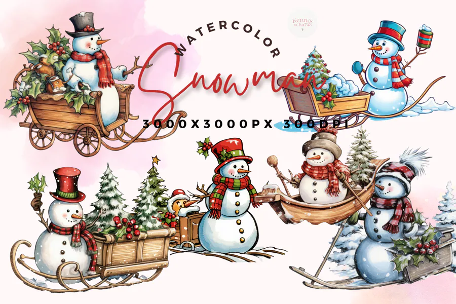 Christmas Snowman 27 preview for snowman Christmas sublimation PNG
