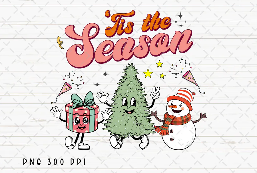 Tis the Season Christmas Tree Snowman preview for snowman Christmas sublimation PNG