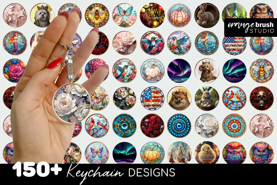 Round Keychain Sublimation Mega Bundle preview for sublimation keychain designs