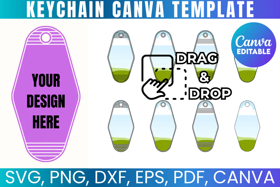 Motel Keychain Canva Frame Bundle preview for sublimation keychain designs