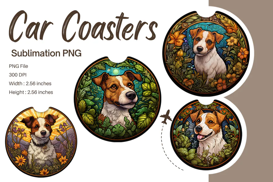 Stained-Glass Dog Keychain 22 preview for sublimation keychain designs