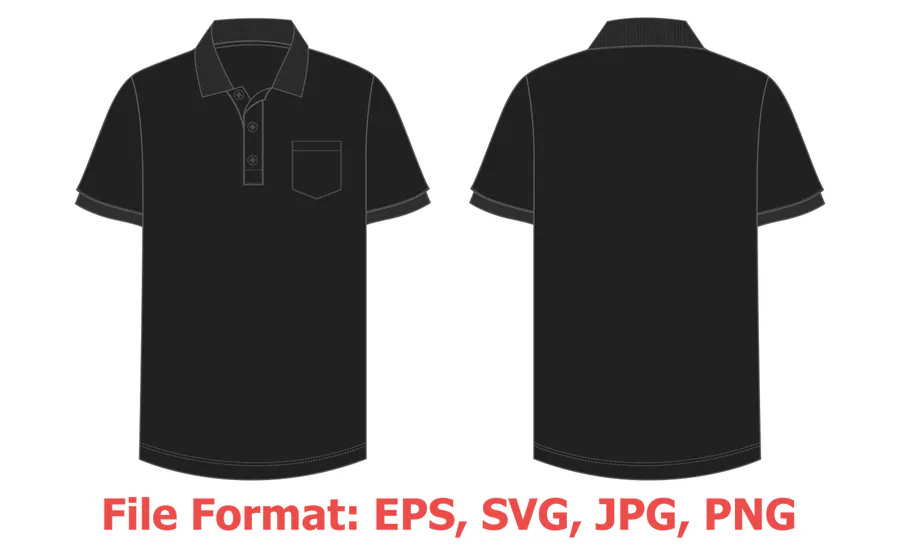 Black Polo Shirt SVG Template 4 preview for sublimation polo shirt design
