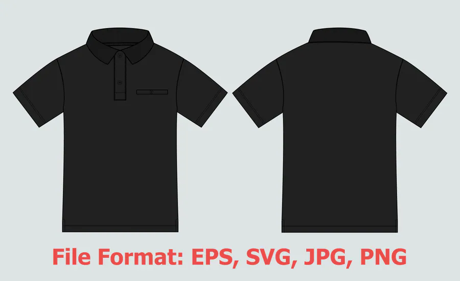 Black Polo Shirt SVG Template 3 preview for sublimation polo shirt design