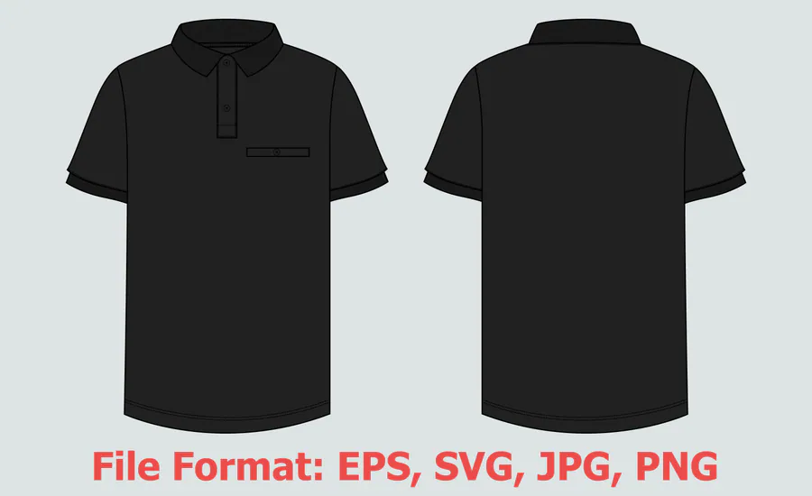 Black Polo Shirt SVG Template 1 preview for sublimation polo shirt design