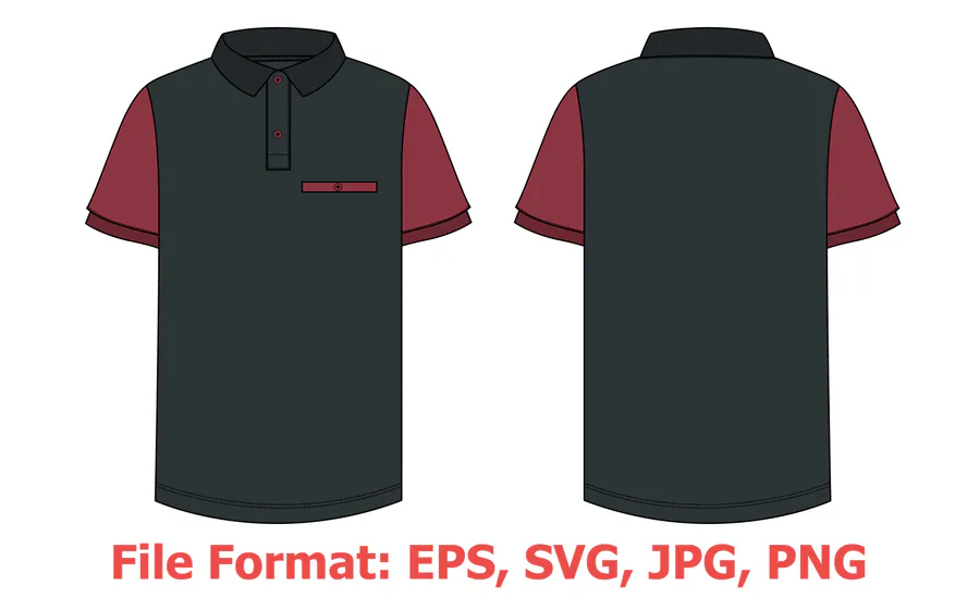 Black Polo Shirt SVG Template 2 preview for sublimation polo shirt design