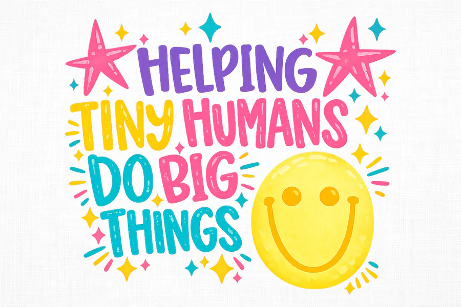 Helping Tiny Humans Teacher PNG preview for teacher sublimation designs