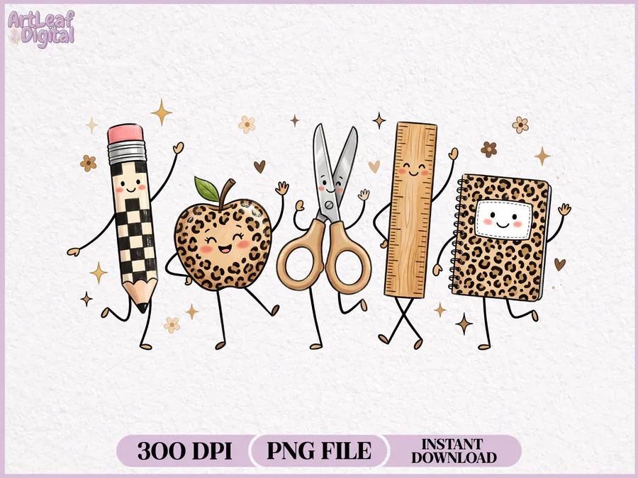 Back-to-School Doodle Characters preview for teacher sublimation designs