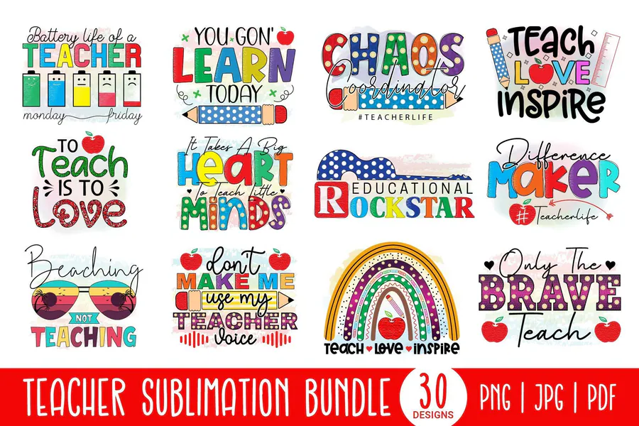 Teacher Sublimation Bundle Vol. 3 preview for teacher sublimation designs