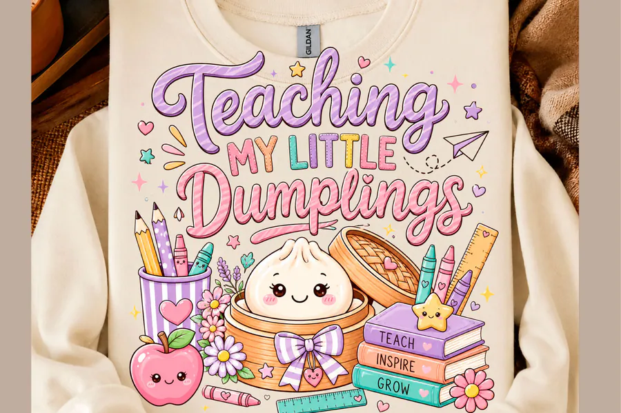 Teaching My Little Dumplings PNG preview for teacher sublimation designs