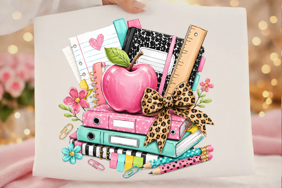 Retro Coquette School PNG preview for teacher sublimation designs