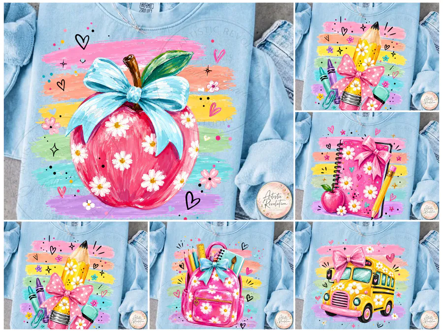 Brushstroke Back-to-School Bundle preview for teacher sublimation designs