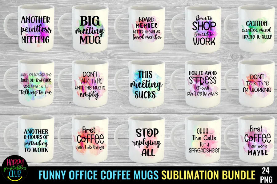 Funny Office Mug Sublimation Bundle PNG