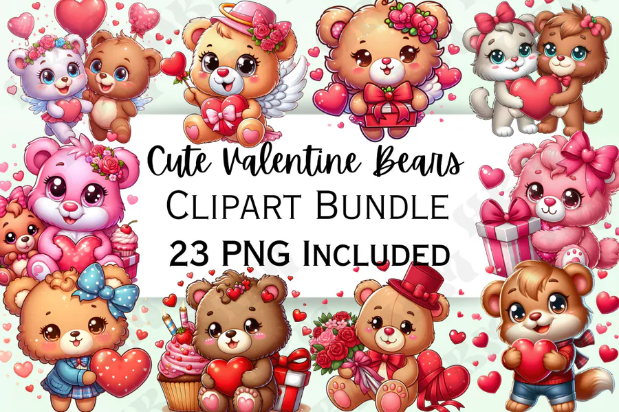 Cute Valentine's Day Bear Clipart preview