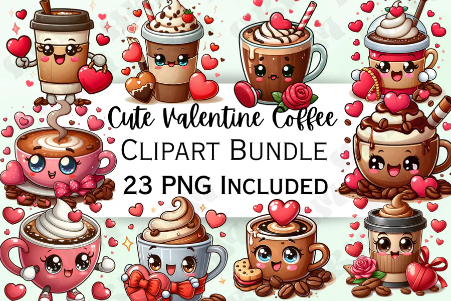 Cute Coffee Valentine's Day Clipart preview