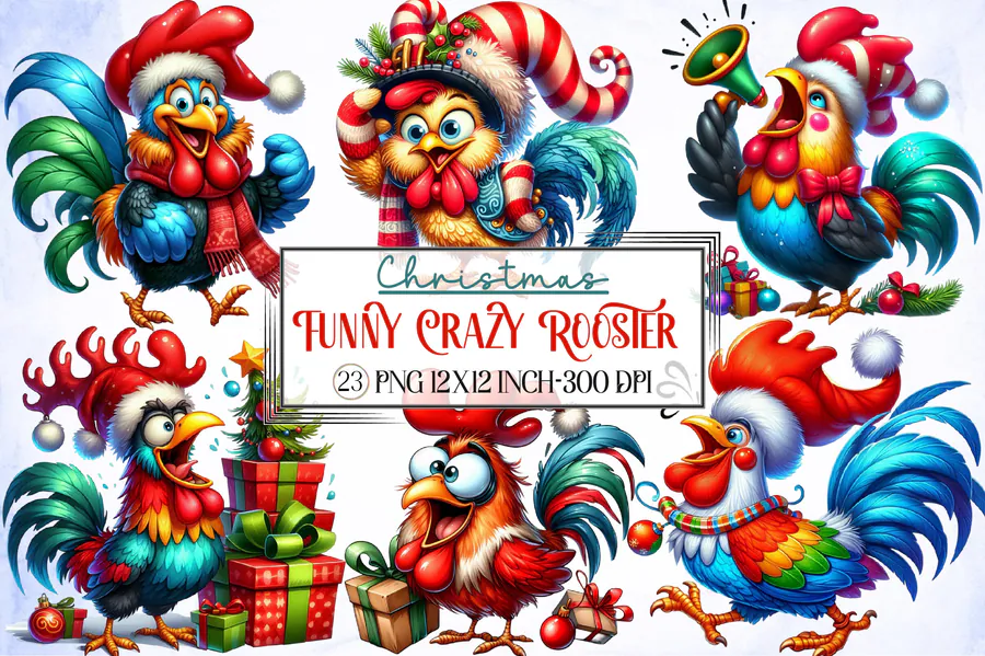 Funny crazy rooster sublimation designs preview