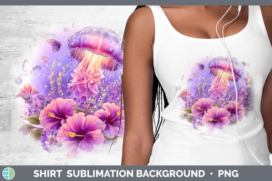 Jellyfish Shirt Rainbow Sublimation preview for animal sublimation shirt designs