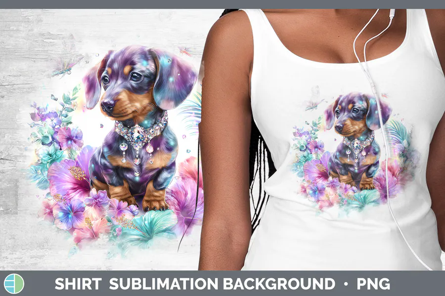 Dachshund Shirt Rainbow Sublimation preview for animal sublimation shirt designs