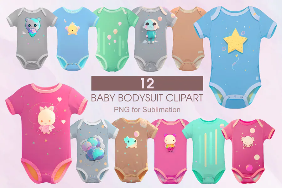 Baby Bodysuit Clipart for Sublimation preview for baby sublimation designs