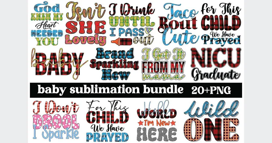 Baby Sublimation Design Bundle preview for baby sublimation designs