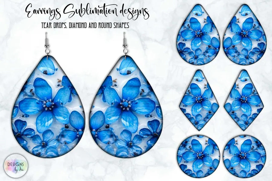 Flowers Earrings Sublimation Design preview for floral sublimation earring designs
