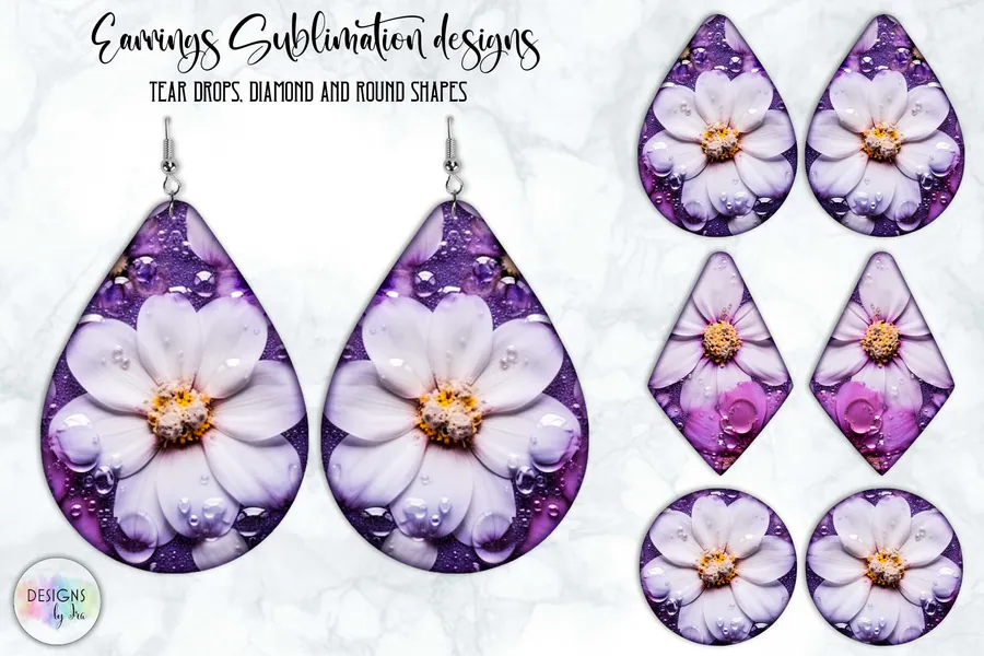 Floral Earrings Sublimation Design preview for floral sublimation earring designs