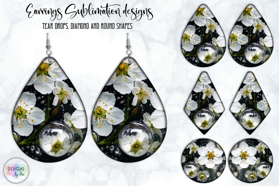 Epoxy Resin Flowers Earrings Design preview for floral sublimation earring designs