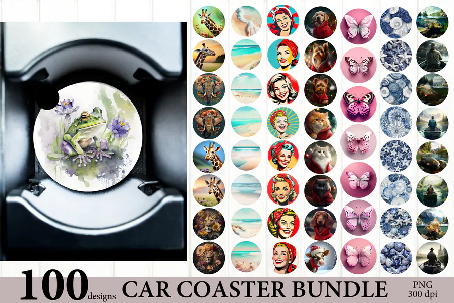 Beach, Animals and Seasonal Car Coaster Collection preview for car coaster sublimation designs